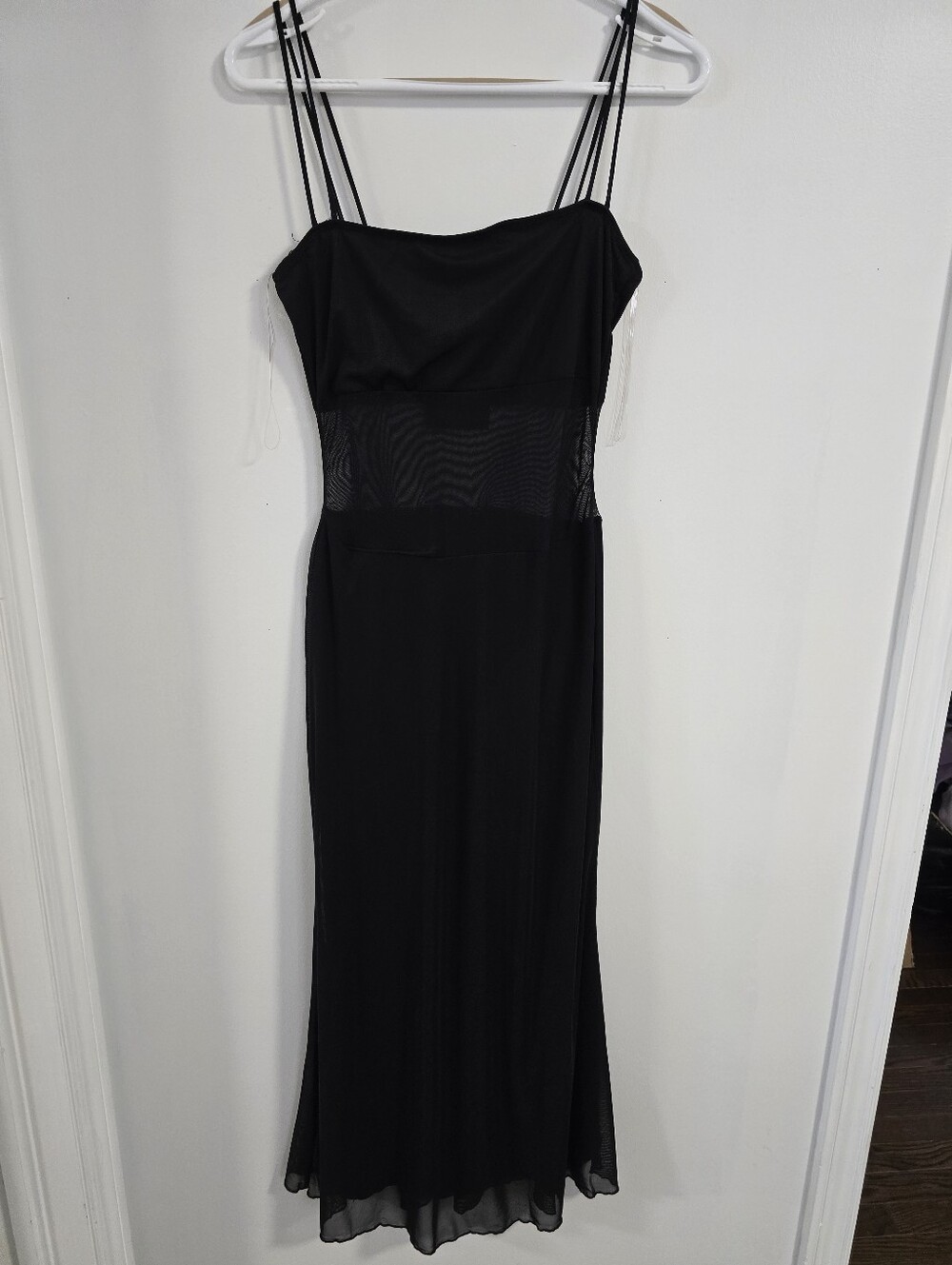 See You Monday Black Maxi Dress with Sheer Waist SIZE L
